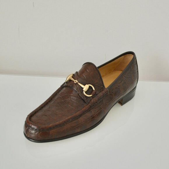 NIB GUCCI GENUINE CROCODILE HORSEBIT LOAFERS - Picture 5 of 11